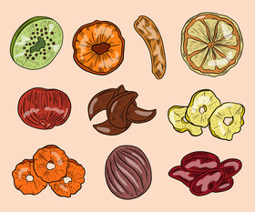 Dried fruits vector