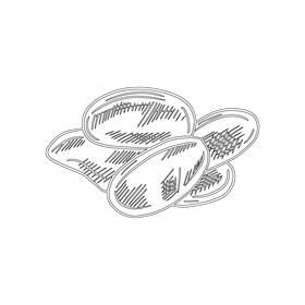 Dried plum slices black and white clipart