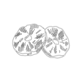 Dried pineapple slice black and white clipart