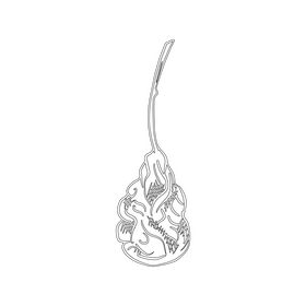 Dried plum, prune black and white clipart