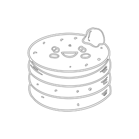 Kawaii pancake black and white clipart