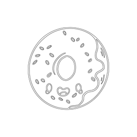 Kawaii donut black and white clipart