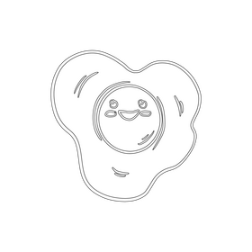 Kawaii omelette black and white clipart