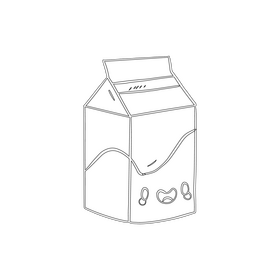 Kawaii milk black and white clipart