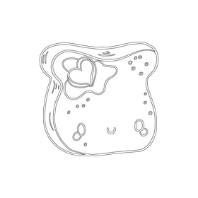Kawaii sandwich black and white clipart