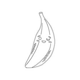 Kawaii banana black and white clipart