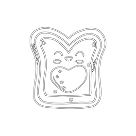 Kawaii sandwich black and white clipart
