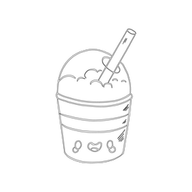 Kawaii cocktail black and white clipart