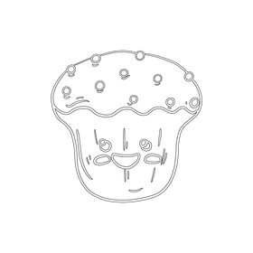 Kawaii cupcake black and white clipart