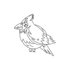 Cardinal bird black and white clipart