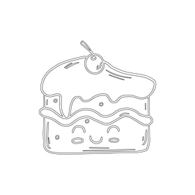 Kawaii cake black and white clipart
