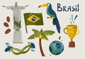 Brazil icon set vector