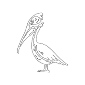 Pelican bird black and white clipart