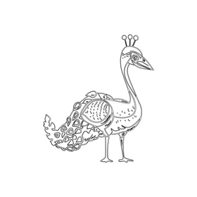 Peacock black and white clipart