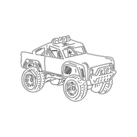 Pickup truck car black and white clipart