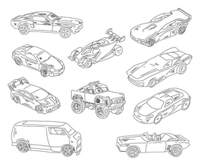 Cars black and white vector