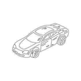 Sedan car black and white clipart