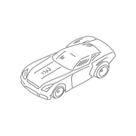 Coupe car black and white clipart