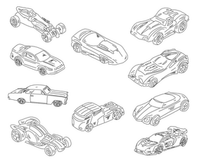 Cars black and white vector