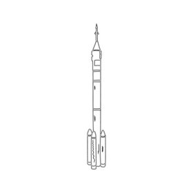 Long rocket cartoon black and white clipart