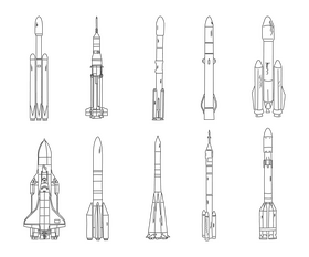 International Space Rockets black and white vector free download