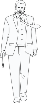 John Wick drawing black and white clipart