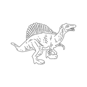 Cute spinosaurus dinosaur black and white clipart