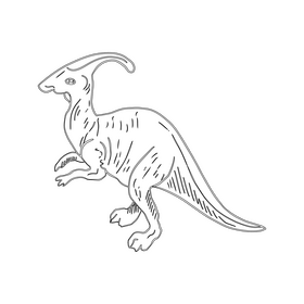 Parasaurolophus dinosaur cartoon black and white clipart