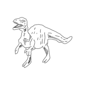 Dinosaur cartoon black and white clipart