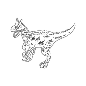Long neck dinosaur black and white clipart