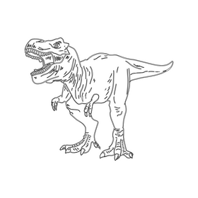 Wild dinosaur cartoon black and white clipart