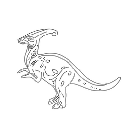 Parasaurolophus cartoon dinosaur black and white clipart