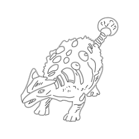 Dinosaur cartoon black and white clipart