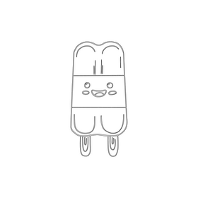 Fruit kawaii ice cream black and white clipart