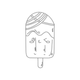 Chocolate kawaii ice cream black and white clipart