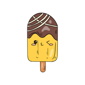 Chocolate kawaii ice cream clipart