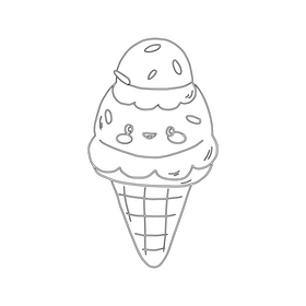 Chocolate kawaii ice cream black and white clipart