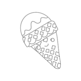 Kawaii ice cream cone black and white clipart