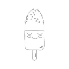 Kawaii ice cream black and white clipart