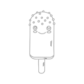 Yellow kawaii ice cream cartoon black and white clipart