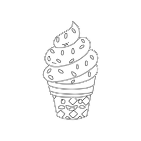 Kawaii ice cream black and white clipart