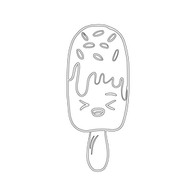Chocolate kawaii ice cream black and white clipart