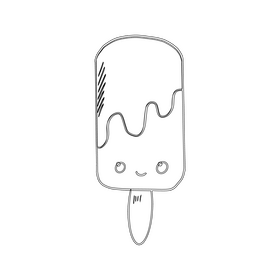 Kawaii ice cream black and white clipart