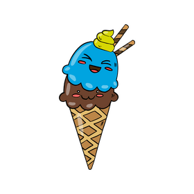 Cartoon kawaii ice cream cone clipart