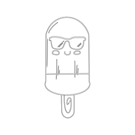 Cute kawaii ice cream black and white clipart