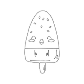 Cute kawaii ice cream drawing black and white clipart