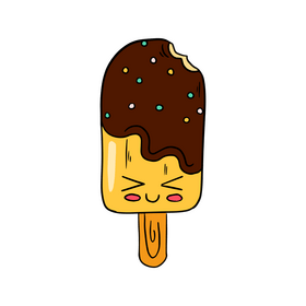 Chocolate kawaii cartoon ice cream clipart