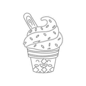 Fruit kawaii ice cream black and white clipart