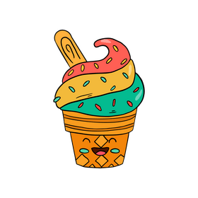 Fruit kawaii ice cream clipart