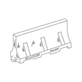 Red plastic traffic barrier black and white clipart